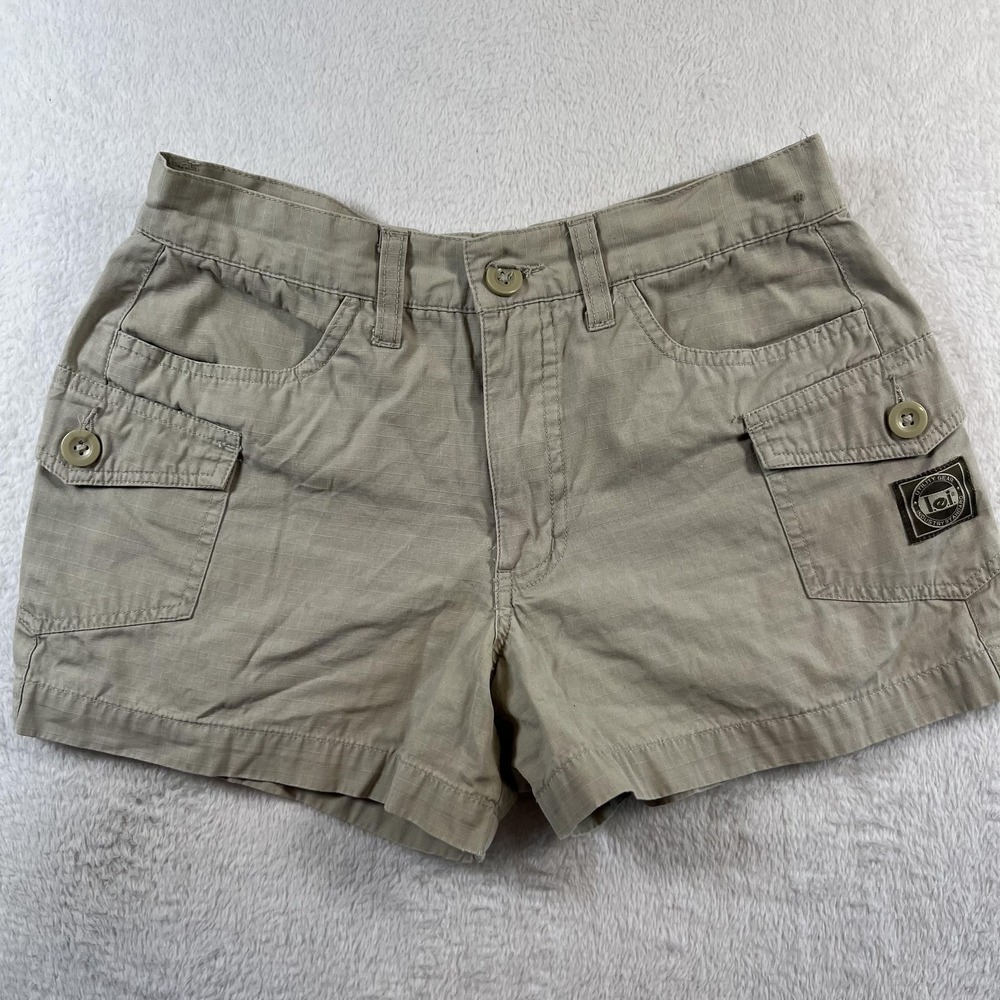 Y2K L.e.i. Utility Gear Cargo Shorts Teens 3 Beige Cotton Ripstop Pockets Casual
